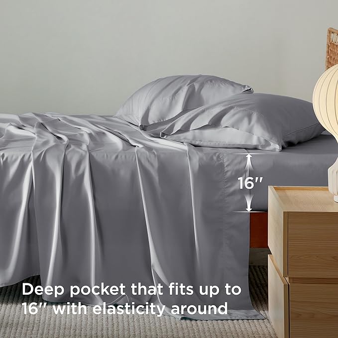 Bedsure King Size Sheet Set, Cooling Sheets, Rayon Derived from Bamboo - Image 6
