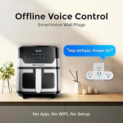 Emerson SmartVoice 4-in-1 Wall Plug, Offline 30+ Voice Control Commands - Image 8