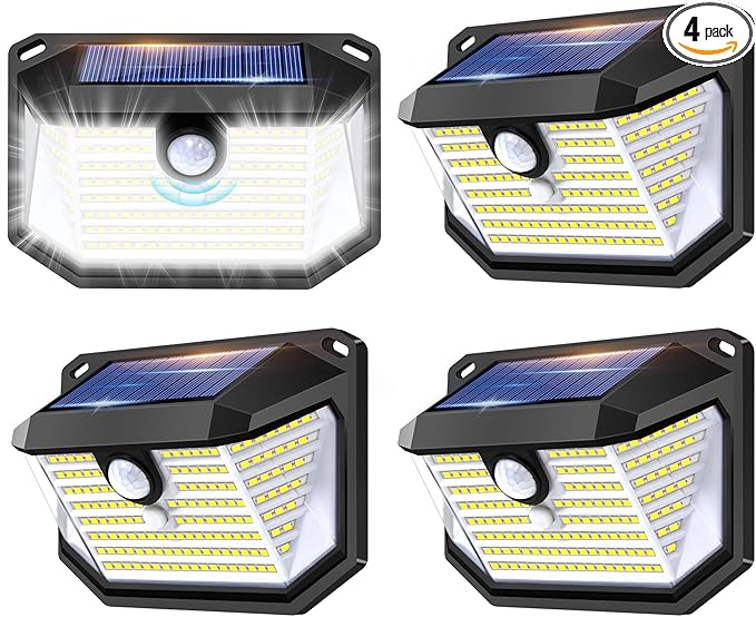 FAXBOX Solar Lights Outdoor Motion Sensor, 178 LED 300LM Waterproof IP65 by FAXBOX