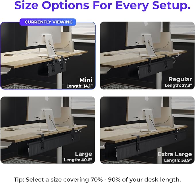 Ascrono Original No Drill Under Desk Cable Management Tray 14.1" - Image 4