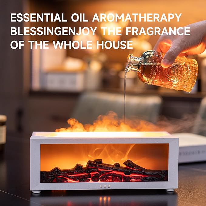 Fireplace Flame Air Diffuser Humidifier, 7 Colors Aromatherapy Essential Oil - Image 4