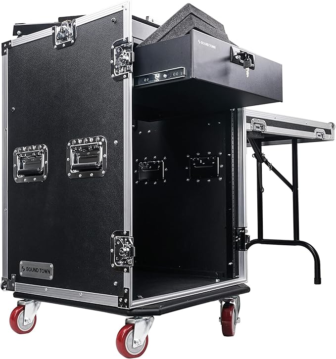 Sound Town Heavy-Duty 1/2" Plywood 16U PA DJ Pro Audio Rack/Road ATA Case by SOUNDTOWN