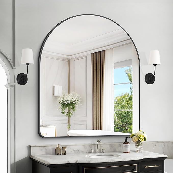 GLASHOM Arched Bathroom Mirror, Wall Mounted Mirror, Living Room, Vertically - Image 8