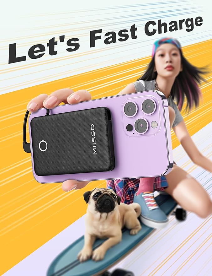 miisso 6000mah Ultra Slim Built in Cables Power Bank, Card Size Built in USB C - Image 8