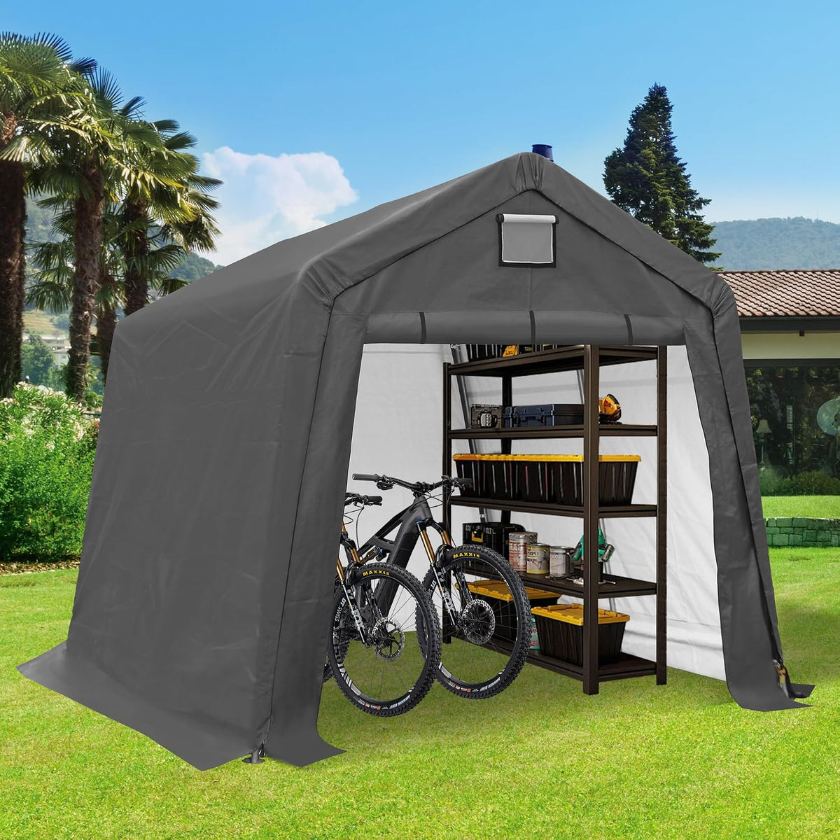 10x10 ft outdoor storage shelter, heavy duty waterproof, main product view