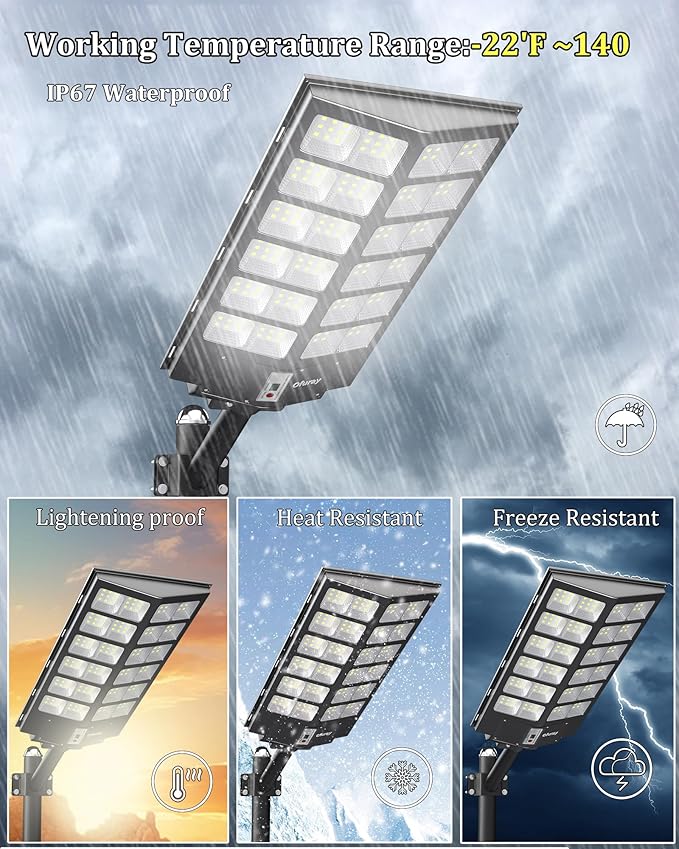 Ofuray Of-9800W Solar Street Lights Outdoor, Solar Security Flood Lights - Image 4