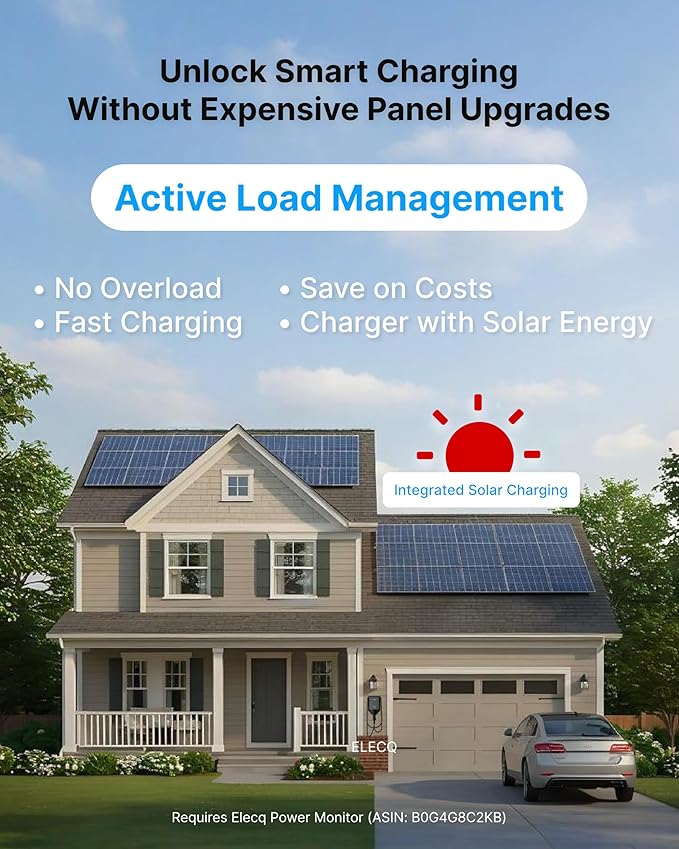 ELECQ Smart Level 2 EV Charger, Active Load Management, Solar EV Charging Mode - Image 2