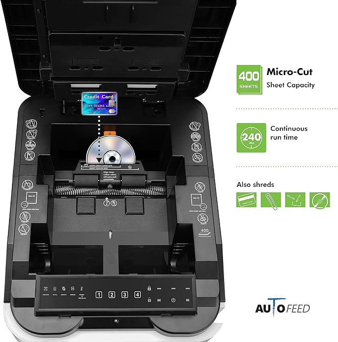 Aurora Commercial Grade 400-Sheet Auto Feed High-Security Micro-Cut Paper - Image 4