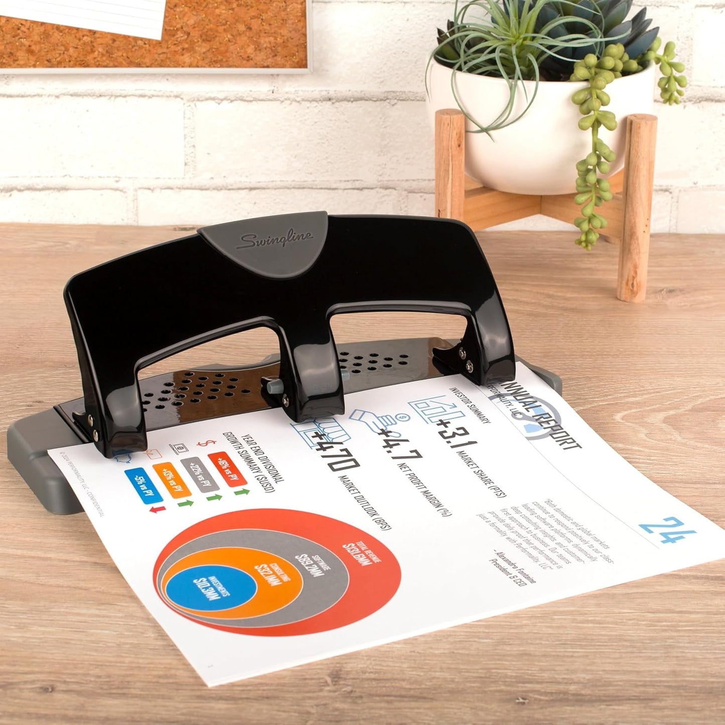 Swingline 3 Hole Punch, 20 Sheet Capacity Three Hole Puncher 3 Ring, Paper Punch, SmartTouch Low Effort, Black & Silver (74133) (Pack of 6)
