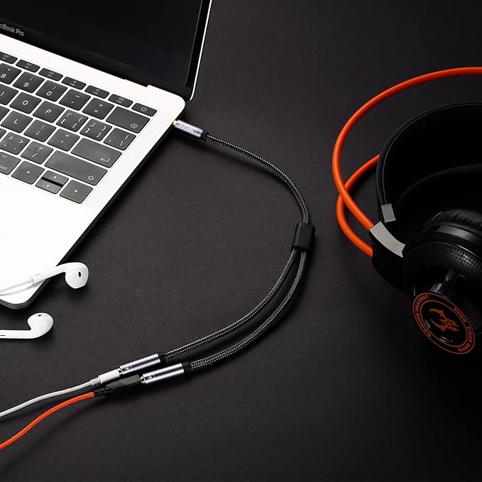 DUKABEL Headphone Splitter, Strong Braided & Gold-Plated 3.5mm Stereo Audio Y - Image 8
