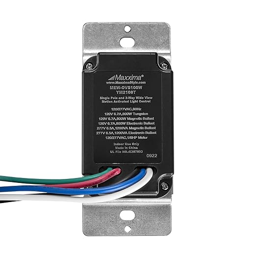 Maxxima Occupancy Vacancy Motion Sensor PIR Wall Switch, 3-Way or Single Pole - Image 6
