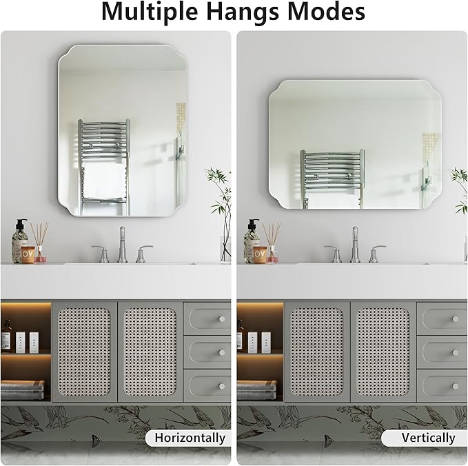 Bathroom Mirrors for Over Sink, Frameless Mirrors for Wall, 24x18 Inch Beveled - Image 5