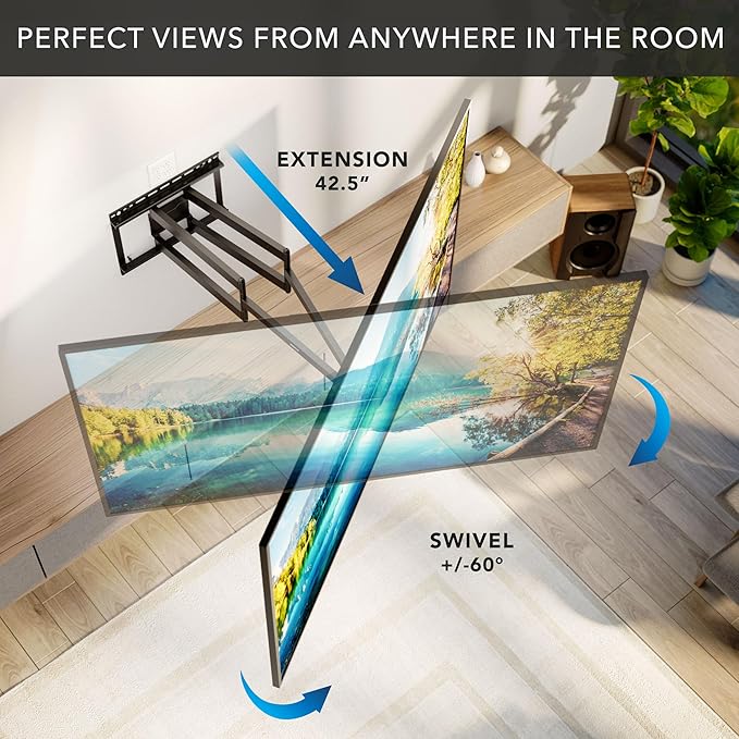 Mount-It! Long Arm Full Motion TV Wall Mount, Extra Long 42.5-Inch Extension - Image 4