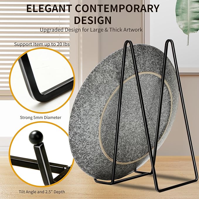 Birity 5PACK 10 Inch Square Black Metal Display Stands Plate Holder Display - Image 5
