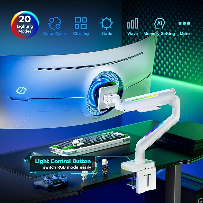 Ultrawide Monitor arm for 17-49'' Heavy Duty Screen up to 44lbs, Gas Spring - Image 5