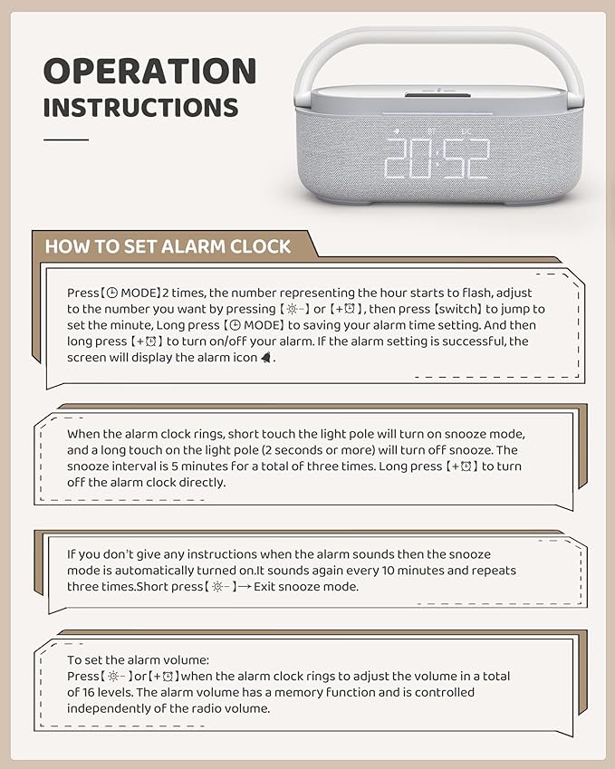COLSUR Bluetooth Speaker Alarm Clock - Image 8