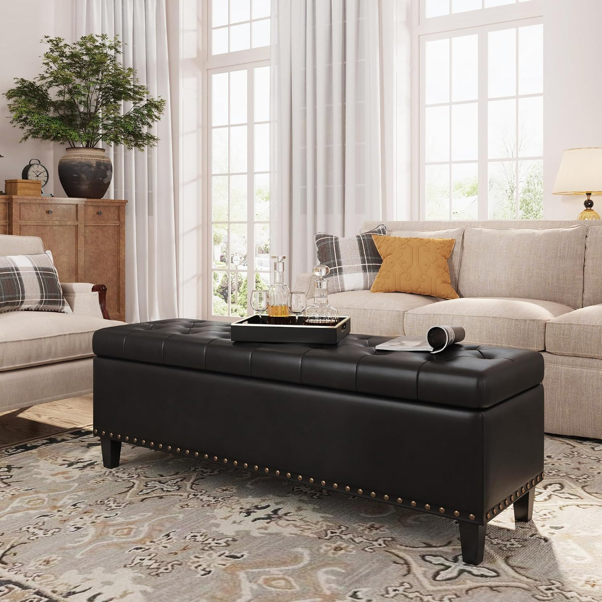 fivewillowise 51 inch storage ottoman bench,large end of, main product view