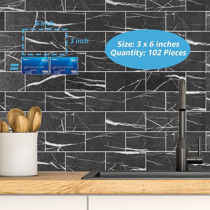 Art3d 102-Piece Faux Stone Peel and Stick Backsplash Tile, Waterproof Thick PVC - Image 3