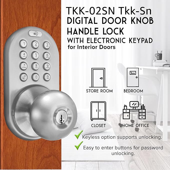 MiLocks TKK-02SN Tkk-Sn Digital Door Knob Lock - Image 3