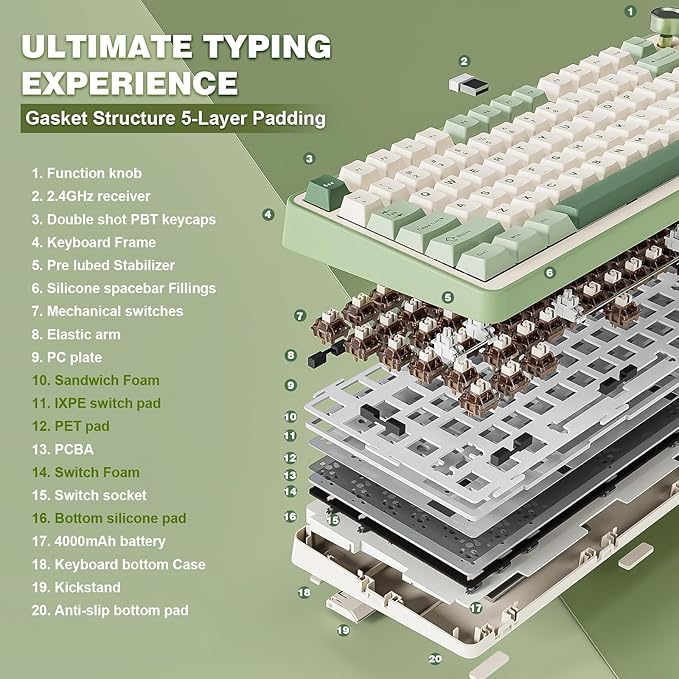 YUNZII B75 PRO Wireless Mechanical Keyboard, 75% Layout - Image 4
