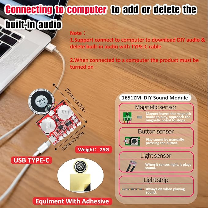 Sound Module, JRGKJCP 16MB Push Button, Light Control Activated Recordable - Image 5
