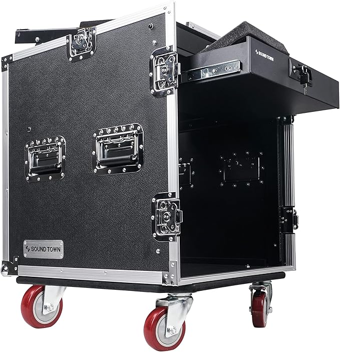 Sound Town High-Quality 1/2” Plywood 12U PA DJ Pro Audio Rack/Road ATA Case by SOUNDTOWN