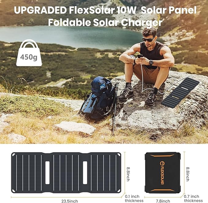 FlexSolar 15W USB Solar Panel Small Portable Foldable Solar Charger, Mobile - Image 6