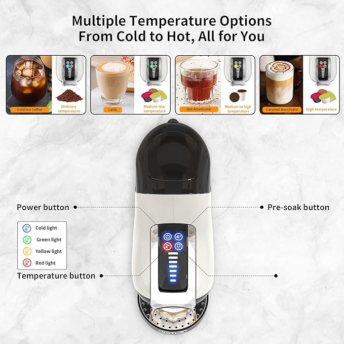 KOTLIE Single Cup Coffee Maker, 4 Temperature Settings, 7 Water Volume Levels - Image 5