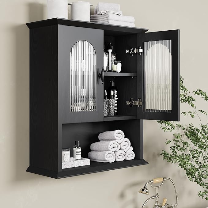 CJL Bathroom Wall Cabinet with Fluted Door, 18.9'' x 23.6'' Medicine Cabinet - Image 2