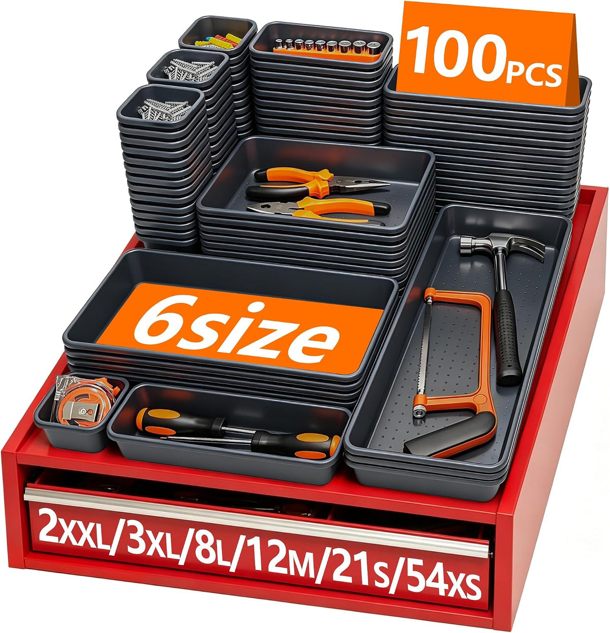 [upgraded 100 pcs in 6 sizes] toolbox organizer, main product view