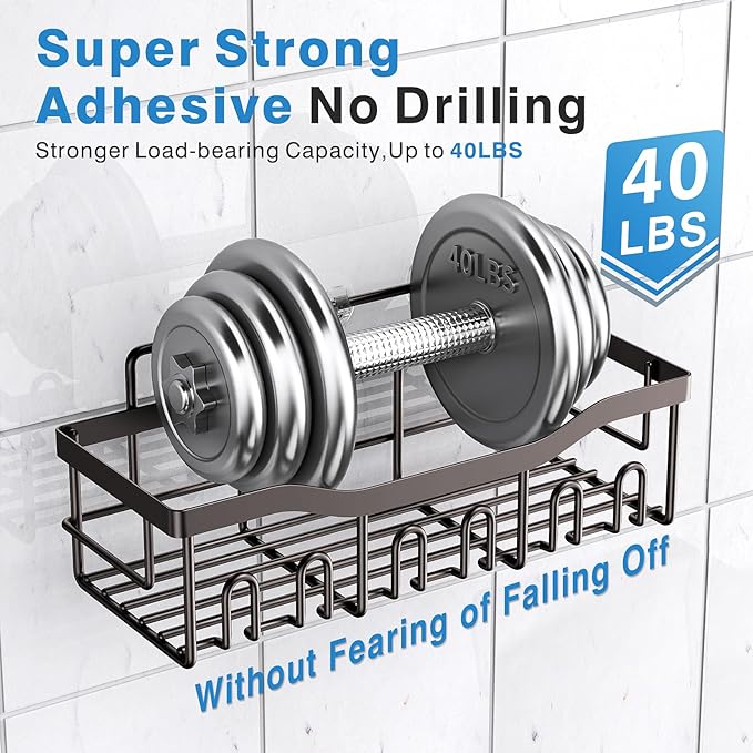 EUDELE 5-Pack Rustproof Stainless Steel Shower Caddy – No Drill Adhesive - Image 4