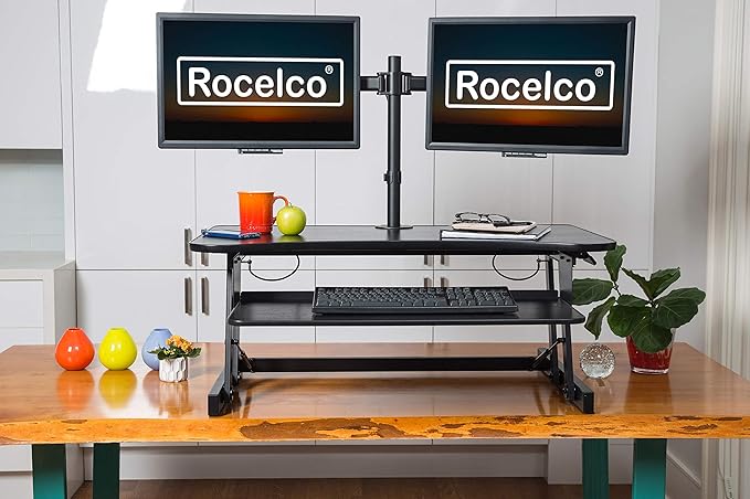 Rocelco 40" Large Height Adjustable Standing Desk Converter - Image 5
