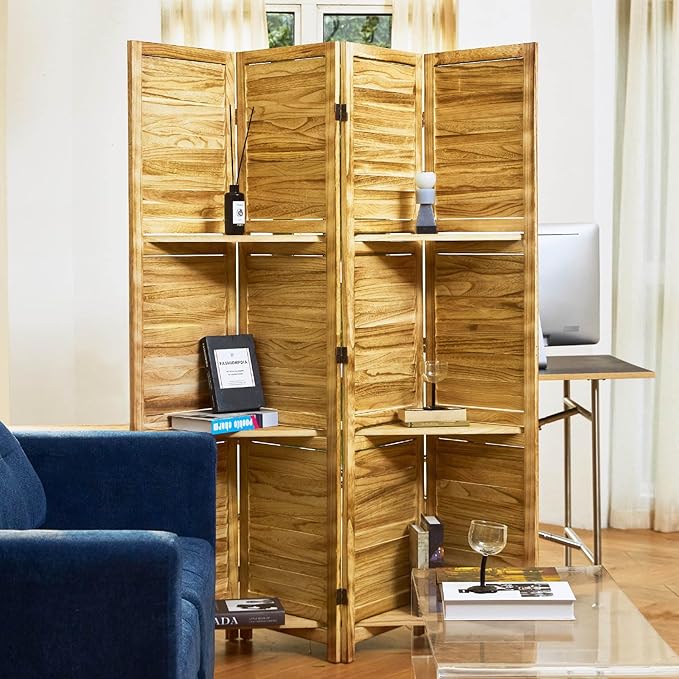 Partition Room Dividers, 67 * 51inch Folding Wood Privacy Screen - Image 7