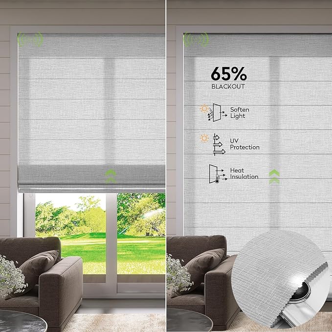 ZSTARR Smart Roman Shades Rechargeable Motorized Blinds - Image 3