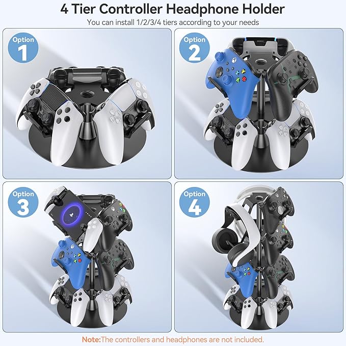 Headset Stand 4 Tiers for Desk, Rotatable Gaming Controller Stand for - Image 2
