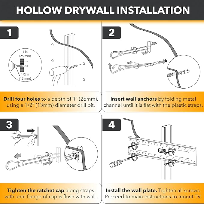 CondoMounts EDA1452 Universal Wall Mounting Anchors | Steel | NO Stud | Metal | - Image 8