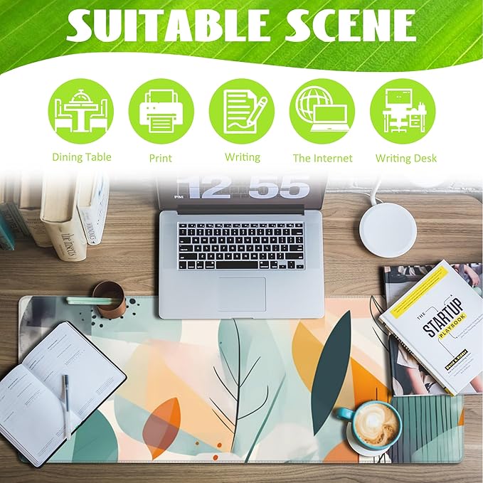 Eflxamz Desk Pad, Abstract Colorful Leaves Desk Mat, Large Gaming Mouse Pad - Image 3