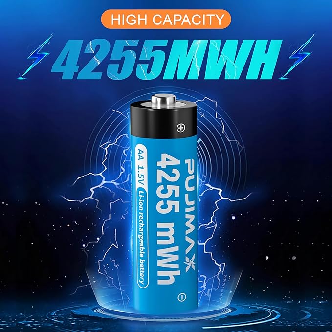 PUJIMAX Rechargeable AA Batteries Lithium - Image 2