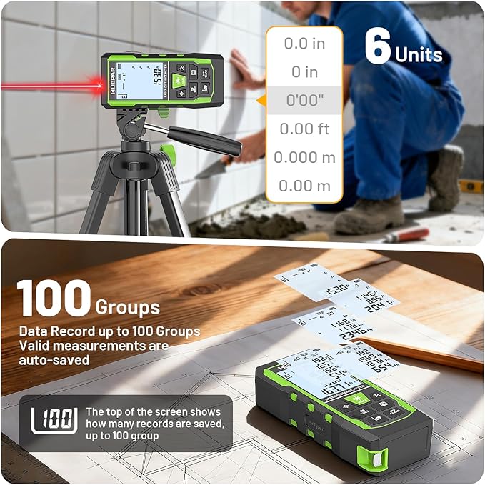 Laser Measuring Tool 3-in-1, Huepar 165 Ft Laser Measure & 33 Ft Green Cross - Image 6