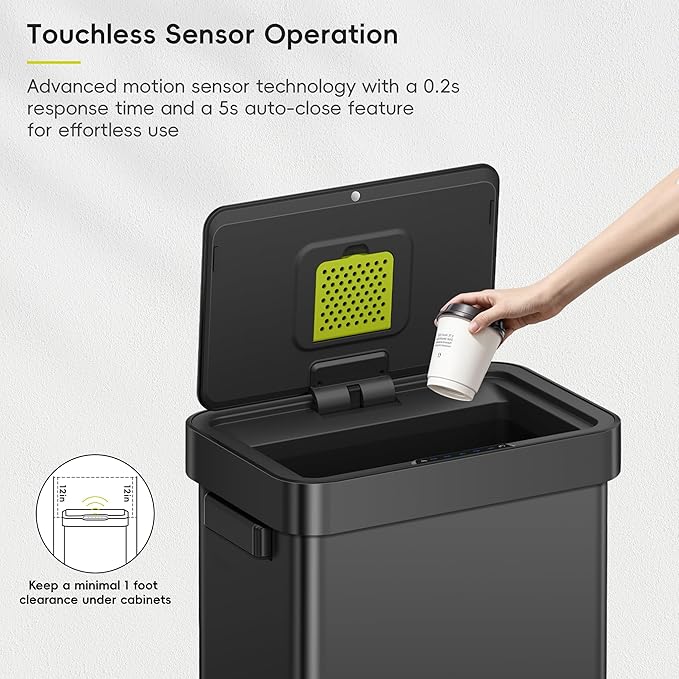 EKO Deluxe Mirage-T 50 Liter / 13.2 Gallon Touchless Rectangular Motion Sensor - Image 3