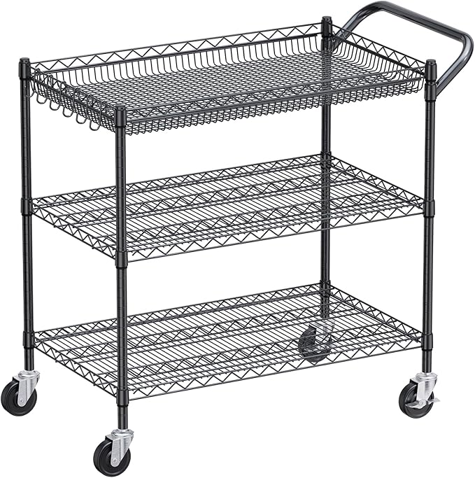WDT 1350Lbs Capacity Heavy Duty Rolling Utility Cart, Large 3 Tier Rolling Carts - Image 9