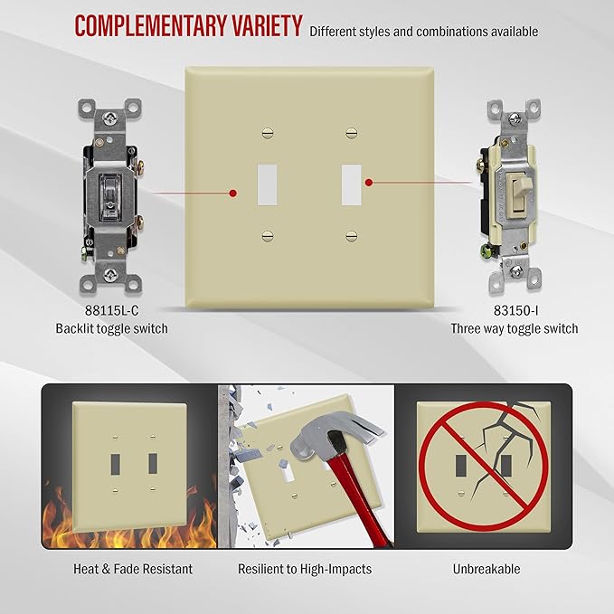 ENERLITES Double Toggle Switch Cover, Two Gang Light Switch Wall Plate - Image 6