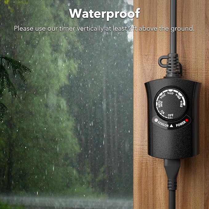 HBN Outdoor Light Timer Waterproof, Weatherproof Photocell Dusk to Dawn Light - Image 4