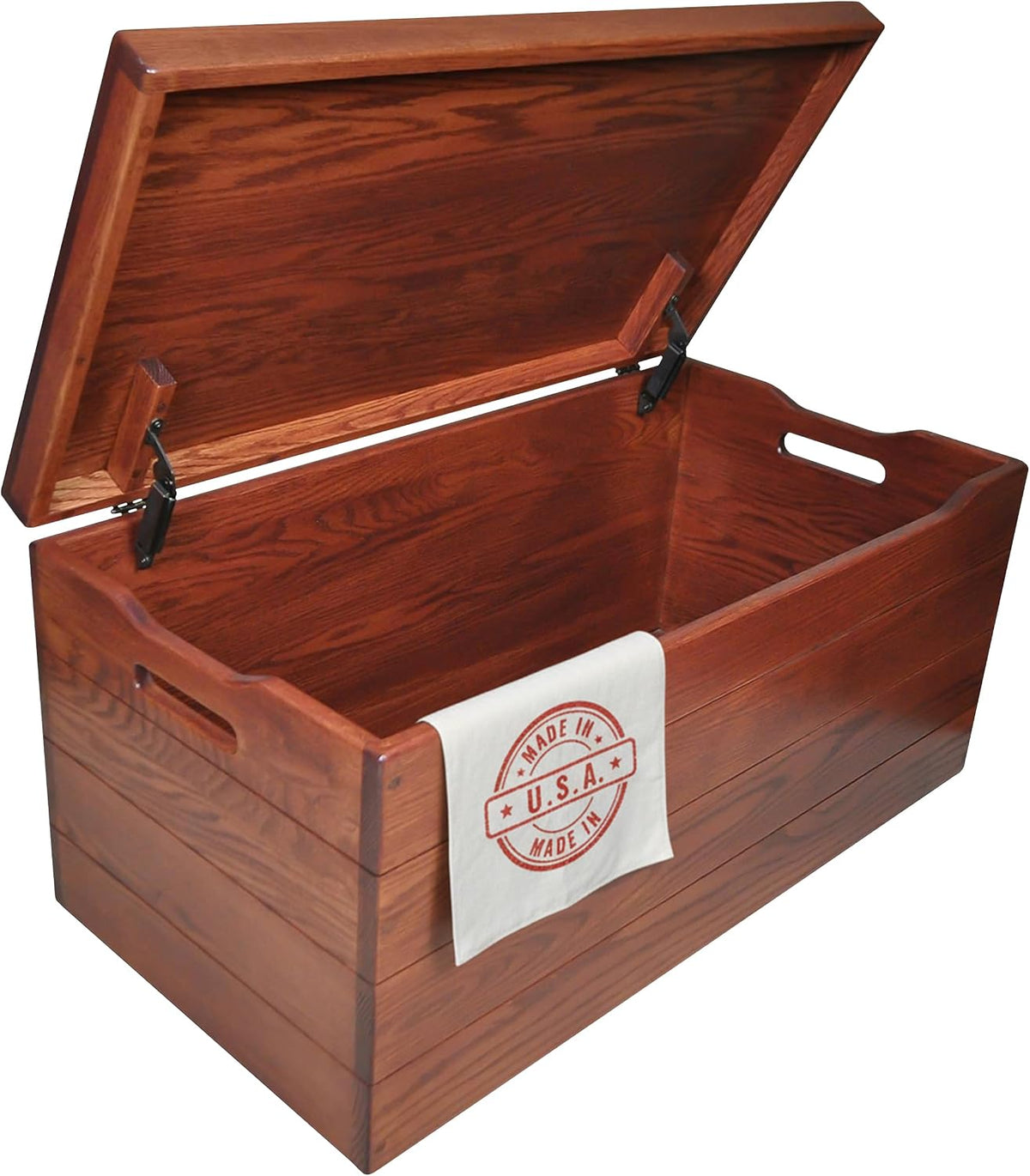 amish made wooden storage chest trunk box with, main product view