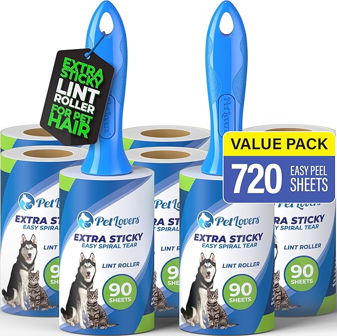 PetLovers Extra Sticky Lint Roller Mega Value Set 720 Sheets by PetLovers