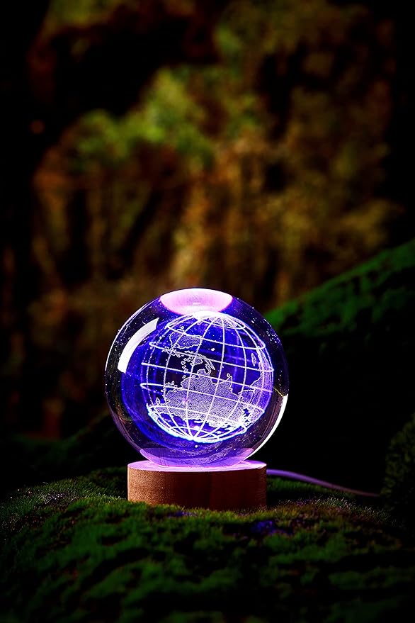 Conalisk 3D Earth Crystal Ball Lamp, 3.15 inch K9 Crystal Ball Night Light - Image 6