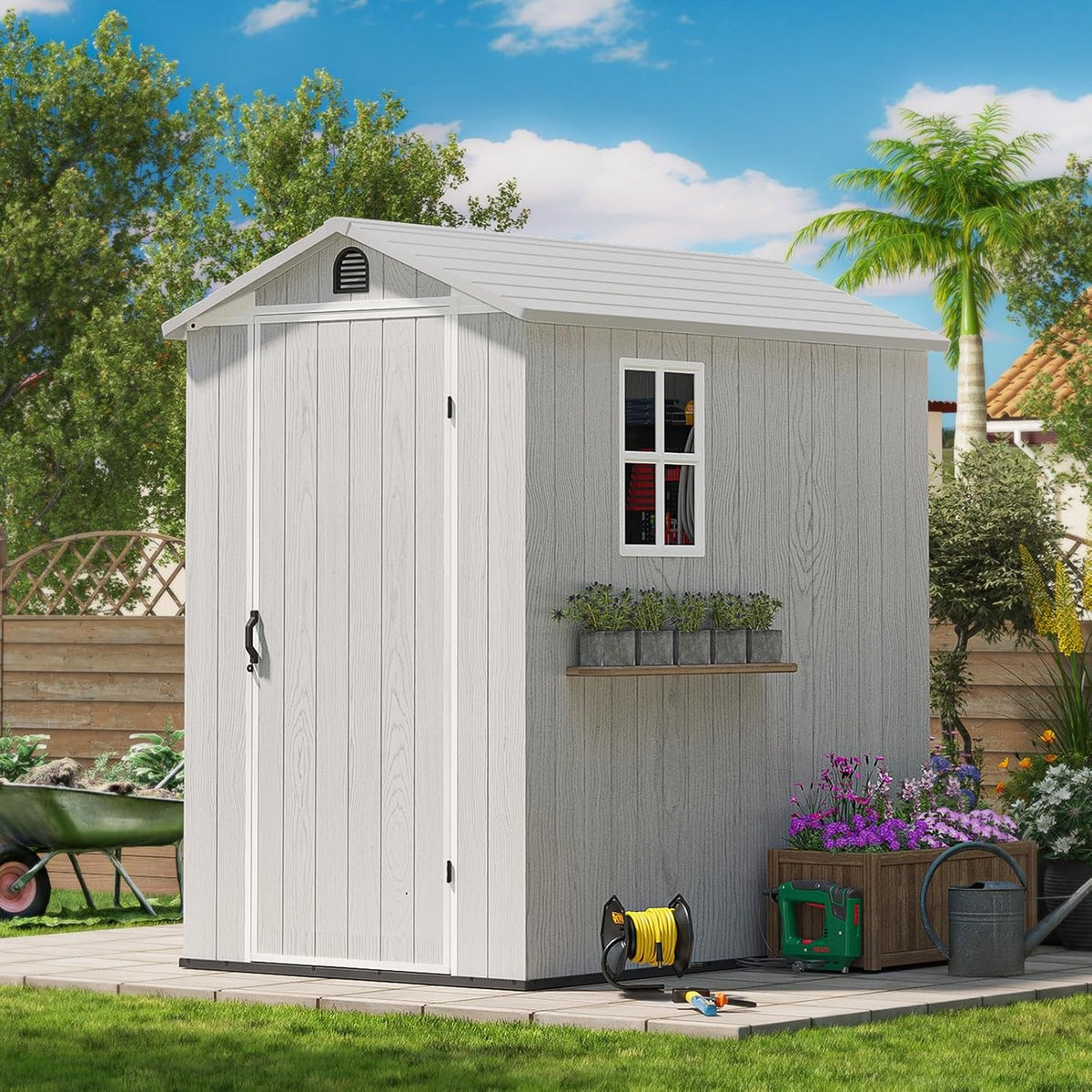 patiowell 4x6 ft plastic outdoor storage shed with, main product view