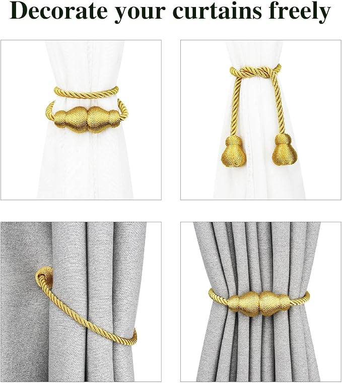 Nieffeiy Magnetic Curtain Tiebacks Outdoor Curtain Tie Backs Rope Decorative - Image 4