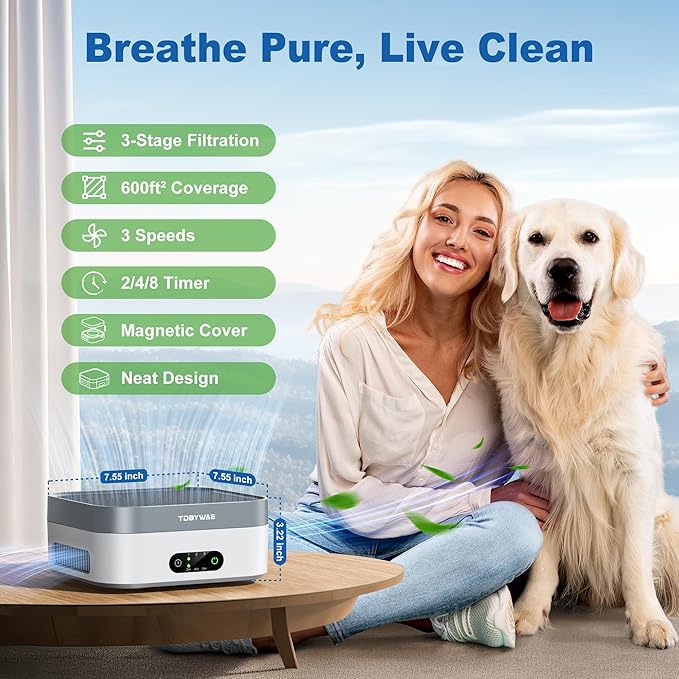 TDBYWAE Air Purifier for Home – True HEPA Filter for Pets, Smoke & Allergies | - Image 6