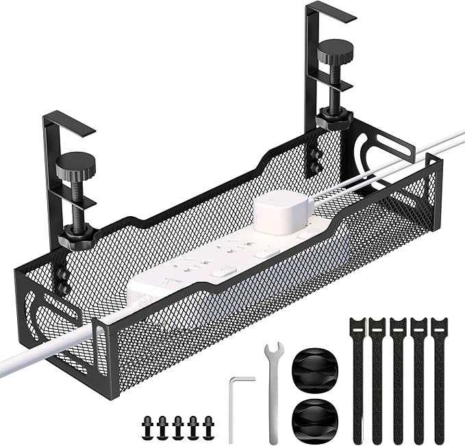 Under Desk Cable Management Tray, No Drill Mesh Desk Cable Tray, Wire by Unknown